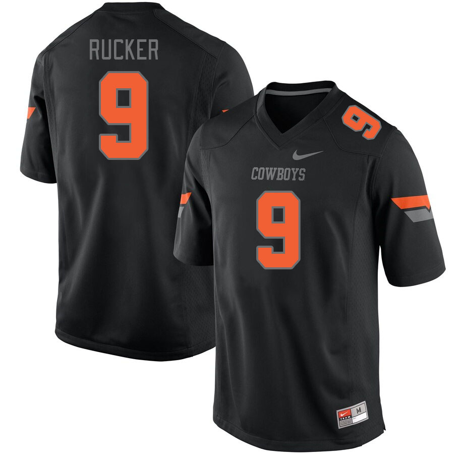 Men #9 Trey Rucker Oklahoma State Cowboys College Football Jerseys Stitched-Black - Click Image to Close